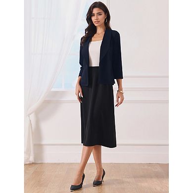 Women's 3/4 Sleeve Cardigan Blazer Shawl Collar Open Front Lightweight Stretchy Jackets