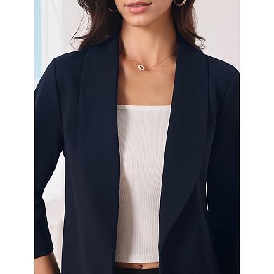 Women's 3/4 Sleeve Cardigan Blazer Shawl Collar Open Front Lightweight Stretchy Jackets