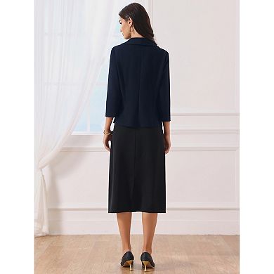 Women's 3/4 Sleeve Cardigan Blazer Shawl Collar Open Front Lightweight Stretchy Jackets