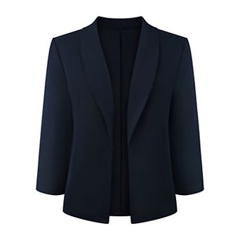 Women's 3/4 Sleeve Cardigan Blazer Shawl Collar Open Front Lightweight Stretchy Jackets