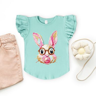 Bunny Face Textured Paint - Flutter Sleeve Graphic T-Shirt