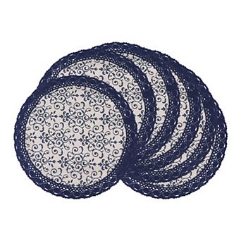 Rustic Placemats Set of 6 Placemats for Dining Table Decor Kitchen Table Mat with Lace Trim 15inch