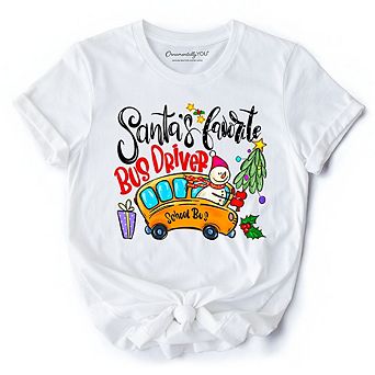 Santa’s Favorite School Bus Driver T-Shirt, Merry Holiday Tee