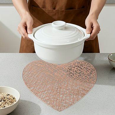 Heart Shape Placemats Set of 4, Dining Table Place Mats for Home Kitchen Decor 15*15.4inch