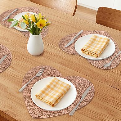 Heart Shape Placemats Set of 4, Dining Table Place Mats for Home Kitchen Decor 15*15.4inch