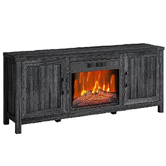 67" Farmhouse Fireplace TV Stand, with 23" Heater & Storage