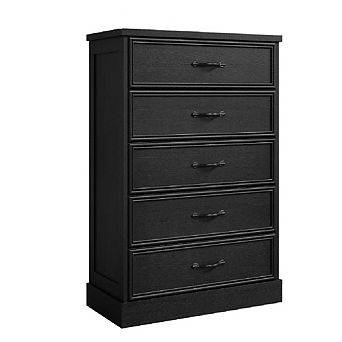 Farmhouse 5-Drawer Tall Dresser, Sturdy Wood Chest for Bedroom & Nursery