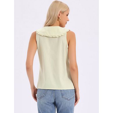 Sleeveless Button Down Shirt for Women Peter Pan Collar Casual Tank Tops for Work Classic Blouses