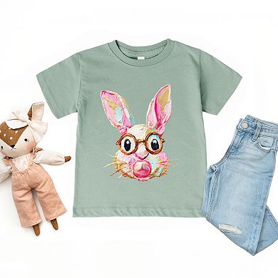Bunny Face Textured Paint - Toddler Short Sleeve Graphic T-Shirt