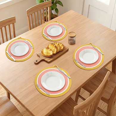 Farmhouse Round Placemats Set of 6 Woven Placemats for Dining Table Decor Kitchen Table Mat 11.8inch