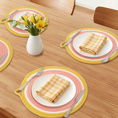 Farmhouse Round Placemats Set of 6 Woven Placemats for Dining Table Decor Kitchen Table Mat 11.8inch