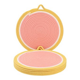 Farmhouse Round Placemats Set of 6 Woven Placemats for Dining Table Decor Kitchen Table Mat 11.8inch