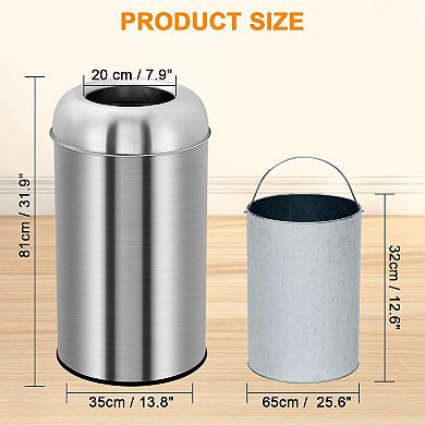 Heavy-Duty Stainless Steel Open Trash Can for Home or Office​