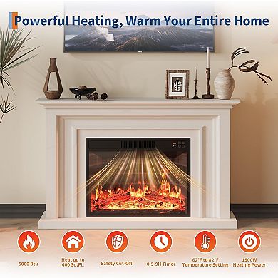 23" Built-in Electric Fireplace with 3 Realistic Flame Colors, Remote & Touch Screen Control