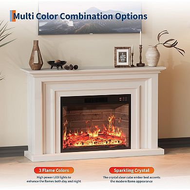 23" Built-in Electric Fireplace with 3 Realistic Flame Colors, Remote & Touch Screen Control