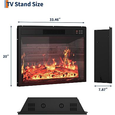 23" Built-in Electric Fireplace with 3 Realistic Flame Colors, Remote & Touch Screen Control