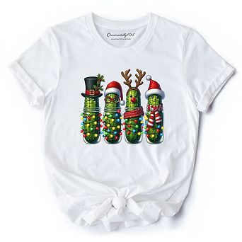 Christmas Pickles T-Shirt, Festive Holiday Cucumber Holiday Tee
