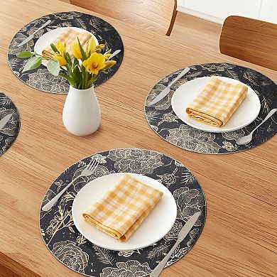 Placemats Set of 6 for Kitchen Dining Table Decor Table Placemats Wipeable Floral Table Mat 15inch