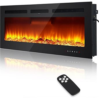 Electric Fireplace in-Wall Recessed, 50" Wall Mounted with Remote Control, 750/1500 W Heater