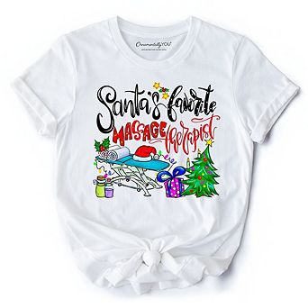 Santa’s Favorite Massage Therapist T-Shirt, Festive Holiday Tee