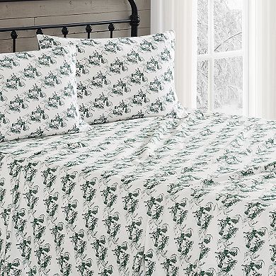 Truly Soft Festive Cottage Toile Cotton Flannel Sheet Set with Pillowcases