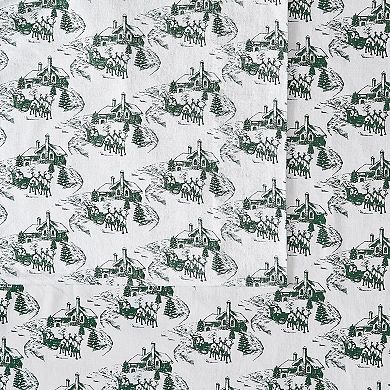 Truly Soft Festive Cottage Toile Cotton Flannel Sheet Set with Pillowcases