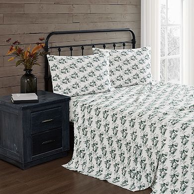 Truly Soft Festive Cottage Toile Cotton Flannel Sheet Set with Pillowcases