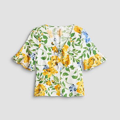 Petite LC Lauren Conrad Short Sleeve V-Neck Blouse