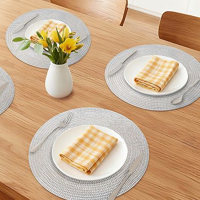 Round Placemats Set of 6 Hollow Design Placemats for Dining Table Decor Kitchen Table Mat 15inch