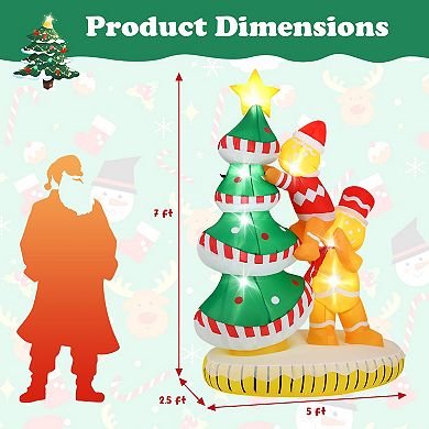 Gymax 7 ft Inflatable Christmas Tree w/ 7 Internal LED Lights & Built-in Fan for Yard Outdoor