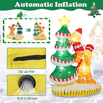 Gymax 7 ft Inflatable Christmas Tree w/ 7 Internal LED Lights & Built-in Fan for Yard Outdoor