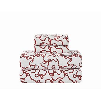 Truly Soft Ribbon & Bows Flannel Sheet Set with Pillowcases