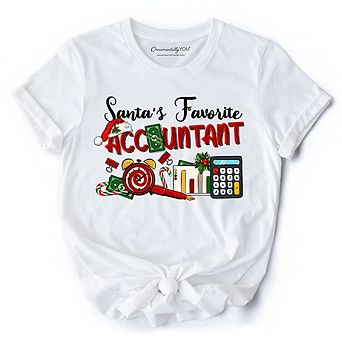Santa’s Favorite Accountant Christmas T-Shirt, Merry Holiday Tee for Bookkeepers
