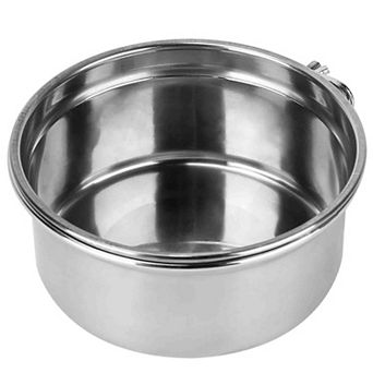Hanging Stainless Steel Dog Bowl with Clamp Detachable Pet Cage Food & Water Bowl