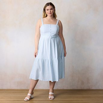 Plus Size LC Lauren Conrad Sleeveless Tiered Midi Dress