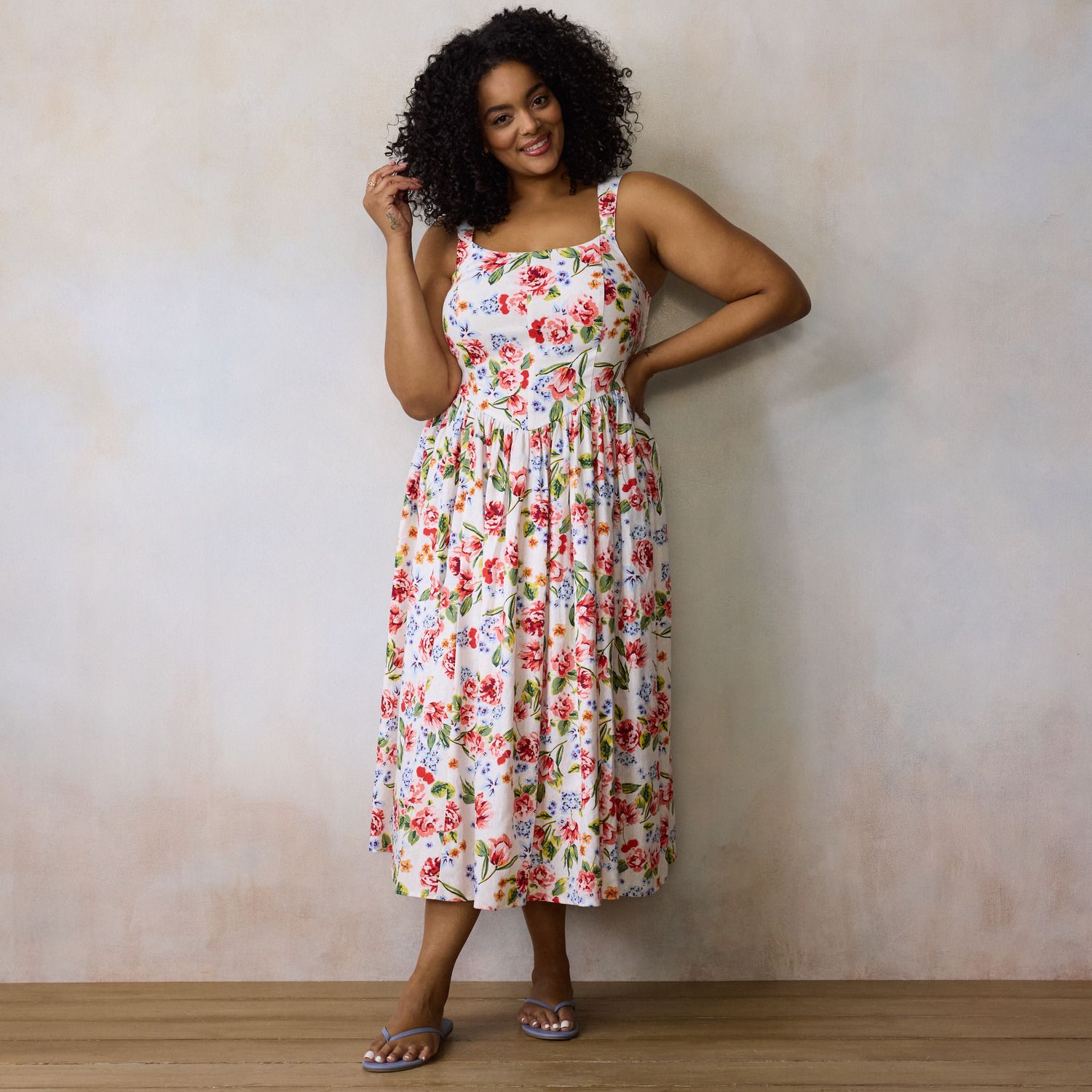 Женские платья LC Lauren Conrad Plus Size LC Lauren Conrad Seamed Bodice Midi Dress