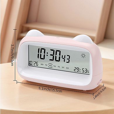 Digital Alarm Clock Backlight, Cartoon Design,Loud Wake-Up Sound for Bedroom/Dorm 6.1"x1.8"x3.7"