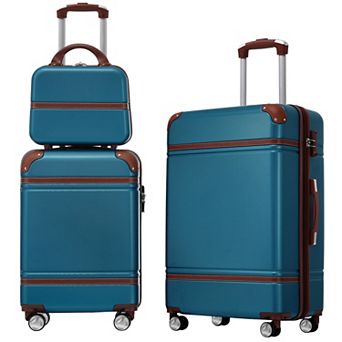 Hardside 3 pc Spinner Luggage Sets 20"+24" Suitcase and Cosmetic Case