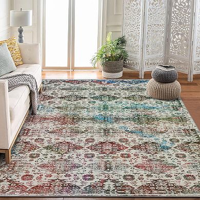 Indoor/Outdoor Transitional Organic Taupe Washable Rectangle Rug