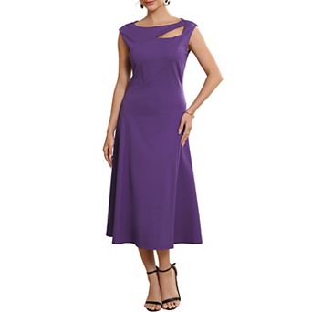 Women's Formal Dress Cap Sleeve Cut Out Front Flared A-Line Cocktail Dresses