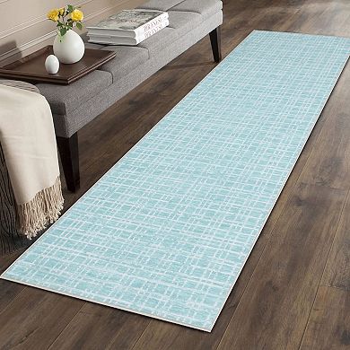 Modern Plaid Washable Area Rugs for Living Room Non Slip Foldable Soft Stain Resistant Carpet