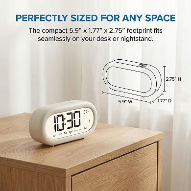 Loud Alarm Clock Three Alarms Battery Powered, Large LED Display for Bedroom 5.9"Lx1.77"Wx2.75"H