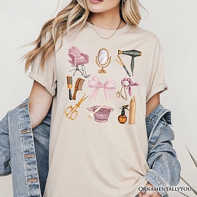Hairstylist Coquette Aesthetic T-Shirt, Pink Hair Dresser Tee