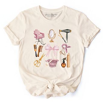 Hairstylist Coquette Aesthetic T-Shirt, Pink Hair Dresser Tee
