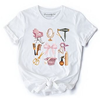 Hairstylist Coquette Aesthetic T-Shirt, Pink Hair Dresser Tee