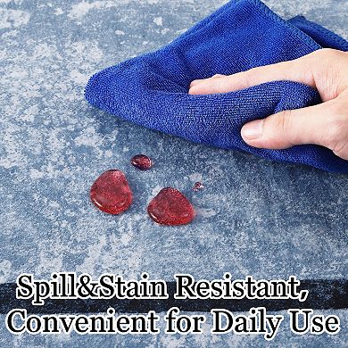 Indoor Modern Solid Color Border Rug Easy Care Washable Soft Low Pile Non-Slip Foldable Carpet