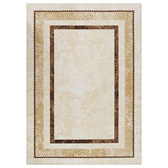 Indoor Modern Solid Color Border Rug Easy Care Washable Soft Low Pile Non-Slip Foldable Carpet