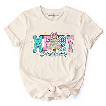 Merry Christmas Coquette Tree T-Shirt, Preppy Retro Holiday Gift Tee