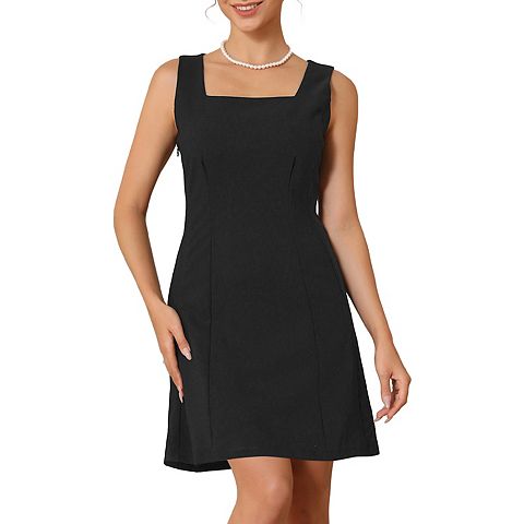 Женские платья Mini Women's Mini Dress Sleeveless Square Neck A-Line Cocktail Party Short Dresses