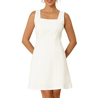 Women's Mini Dress Sleeveless Square Neck A-Line Cocktail Party Short Dresses